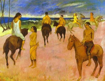  Gauguin Pintura al %C3%B3leo - Jinetes en la playa Postimpresionismo Primitivismo Paul Gauguin